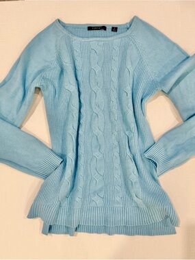 Baby Blue Cyrus Cable Knit Women's Sweater SZ S